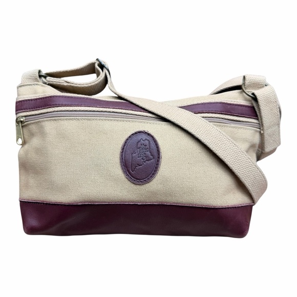 My Maine Bag Bangor Handbags - Vintage My Maine Bag Bangor ME Women’s Crossbody Bag Brown\cream Leather Canvas